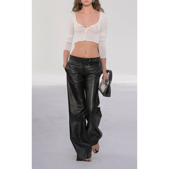 Brandon Maxwell Lucite Buckle Leather Belt Black Size Medium NWT main image 7